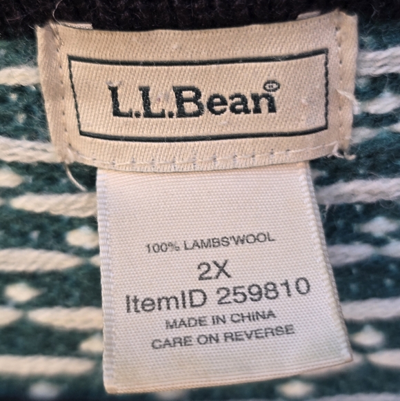 L.L. Bean Fair Isle Design 100%Lambs Wool Button Front Cardigan Sweater 2XL - Picture 3 of 9